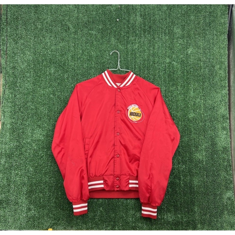 Vintage Chalkline Houston Rockets Nylon Jacket Size Medium Red